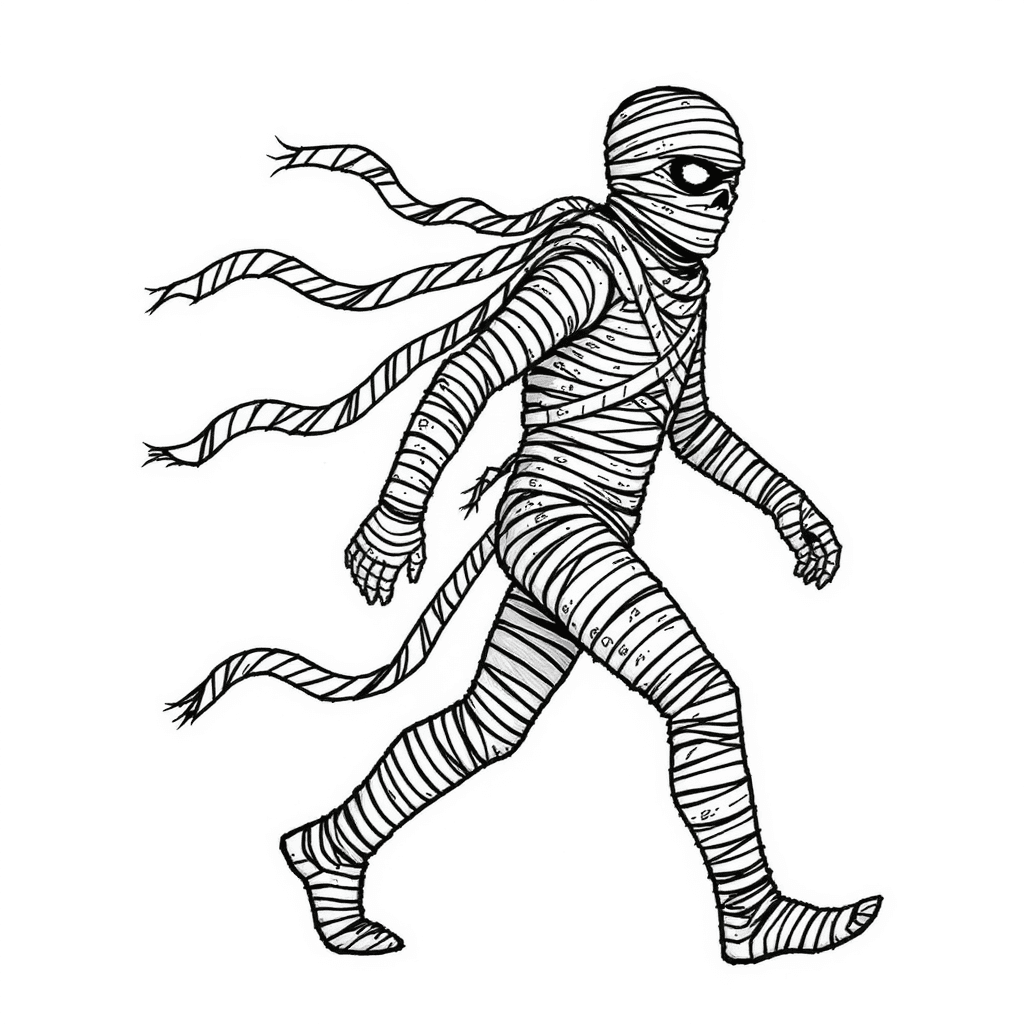 mummy walking with trailing bandages