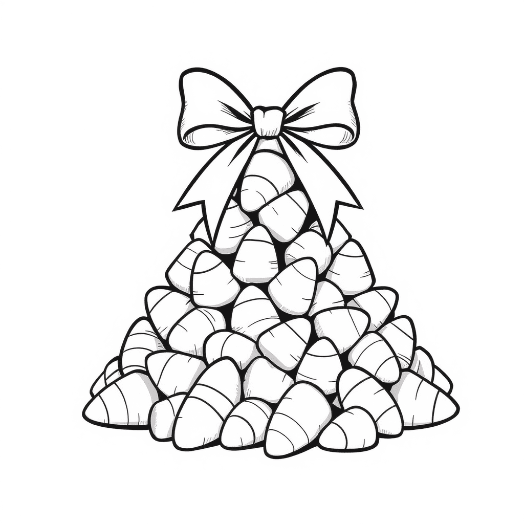 candy corn pile with a ribbon bow