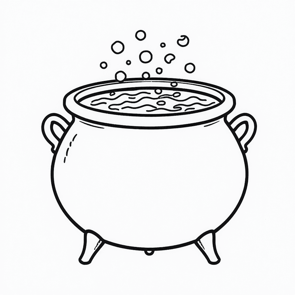 witch cauldron with bubbling potion