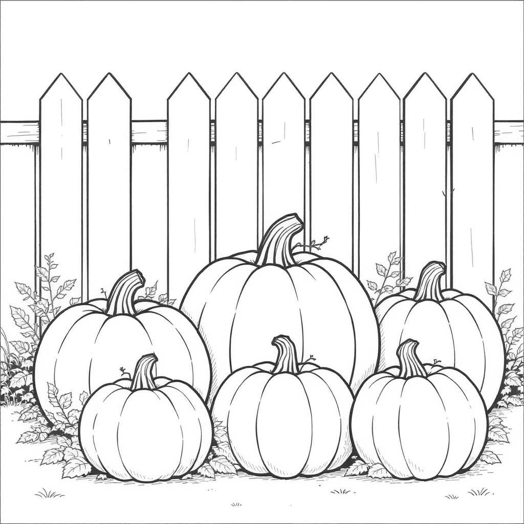 pumpkin patch behind a wooden fence