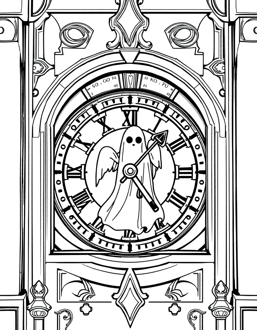 Inside a clock tower where a ghost sways beside the hammer as the hour tolls.